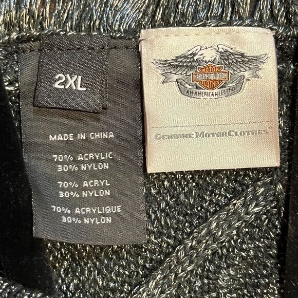 HARLEY DAVIDSON Long Sleeve V-Neck Sweater Gray/Silver Women’s Size 2XL - Picture 3 of 3